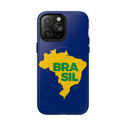 Capa MagSafe iPhone "BRASIL" Mapa Mundi - Case Magnética Premium (iPhone 13 ao 17 Pro Max)