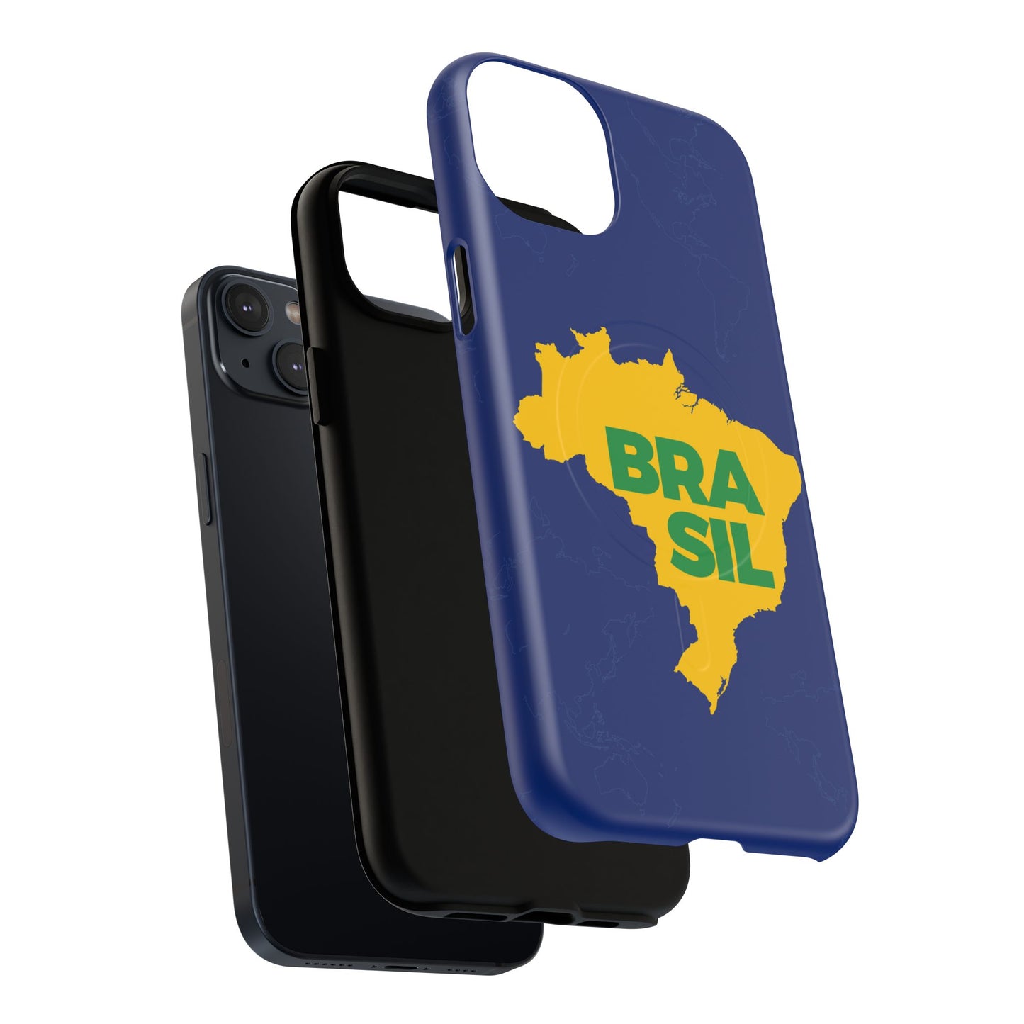 Capa MagSafe iPhone "BRASIL" Mapa Mundi - Case Magnética Premium (iPhone 13 ao 17 Pro Max)