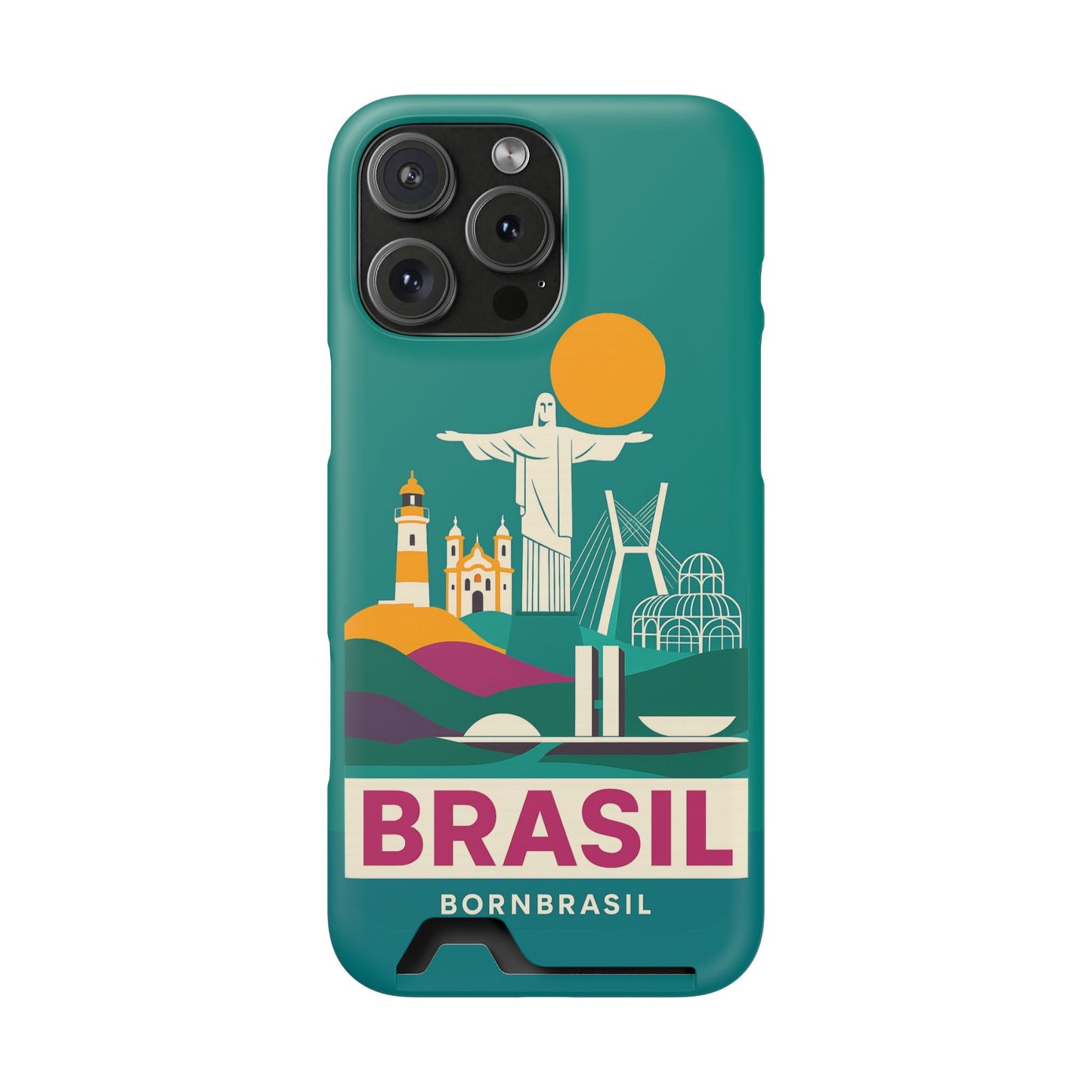 Capa Porta-Cartão iPhone "Aquarela do Brasil" - Wallet Case Vintage (iPhone 13 ao 17 Pro Max)