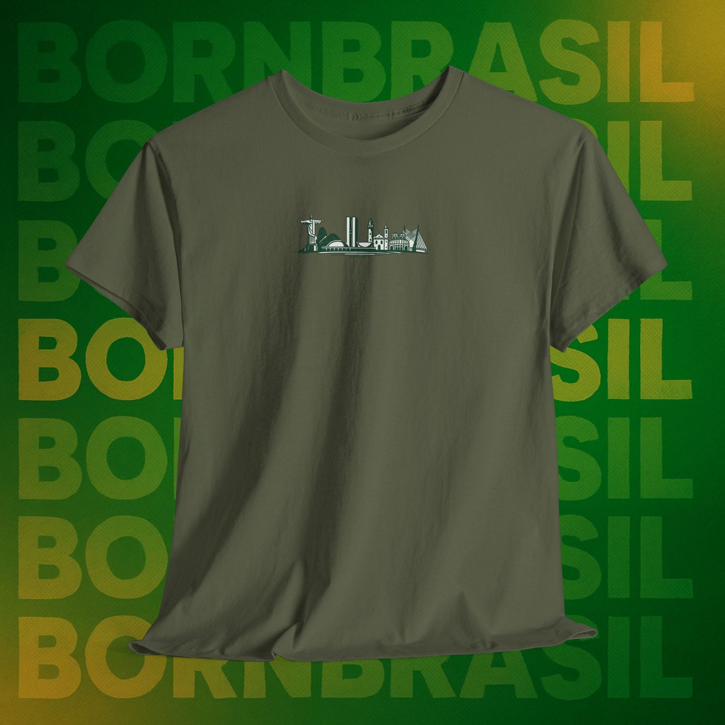 Camiseta Brasil – Skyline Nacional Hand-Drawn BornBrasil