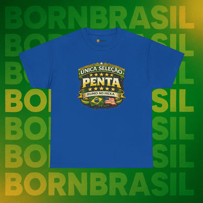 Camiseta Masculina BornBrasil Única Seleção Penta - Rumo ao Hexa Estilo Retrô