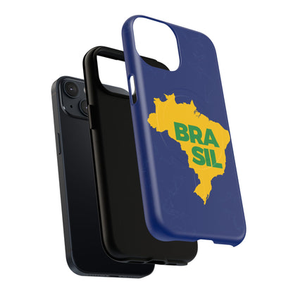 Capa MagSafe iPhone "BRASIL" Mapa Mundi - Case Magnética Premium (iPhone 13 ao 17 Pro Max)