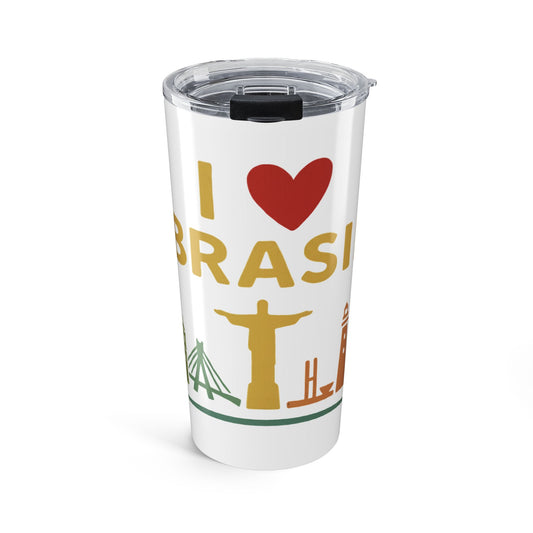 I Love Brasil Tumbler | 20oz Travel Mug, Souvenir Gift, Hot/Cold Beverage, Brazil Lover's Drinkware, City Pride Cup
