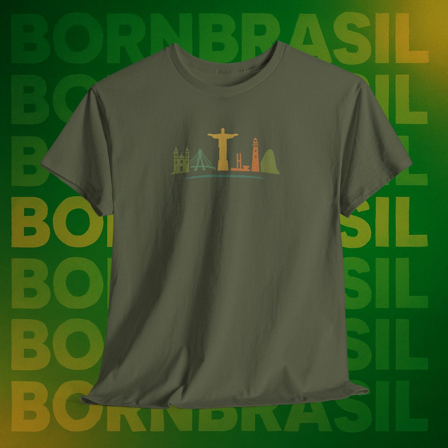 Camiseta Skyline Nacional – Arte Hand-Drawn BornBrasil