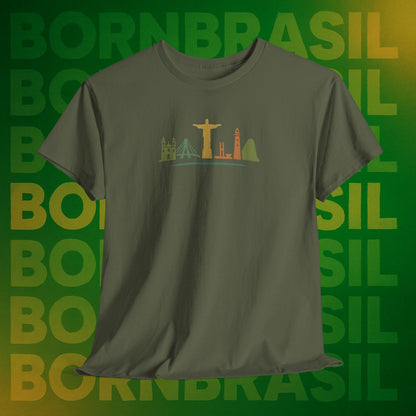 Camiseta Skyline Nacional – Arte Hand-Drawn BornBrasil