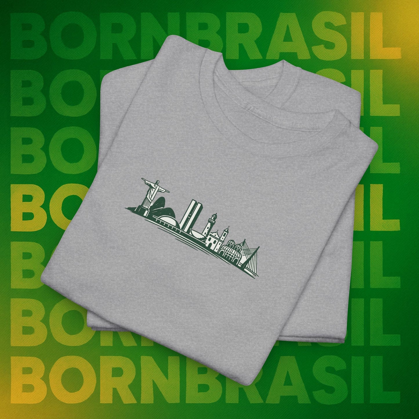 Camiseta Brasil – Skyline Nacional Hand-Drawn BornBrasil