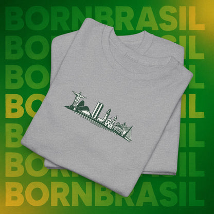 Camiseta Brasil – Skyline Nacional Hand-Drawn BornBrasil