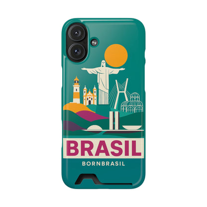 Capa Porta-Cartão iPhone "Aquarela do Brasil" - Wallet Case Vintage (iPhone 13 ao 17 Pro Max)