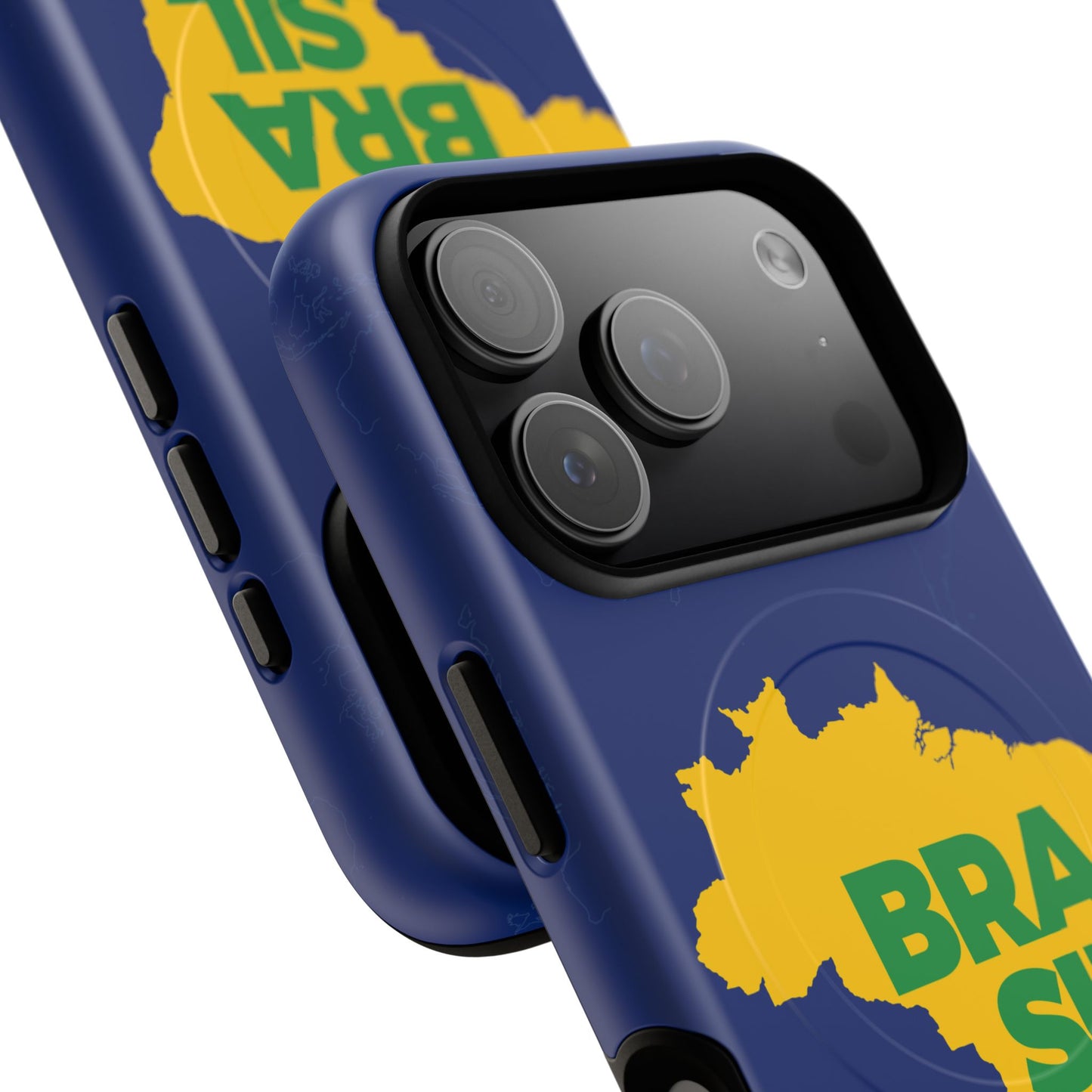 Capa MagSafe iPhone "BRASIL" Mapa Mundi - Case Magnética Premium (iPhone 13 ao 17 Pro Max)
