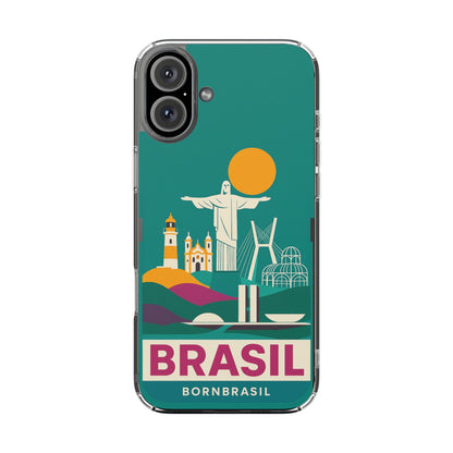 Capa MagSafe Transparente "Cartão Postal" – Monumentos do Brasil (iPhone 12 ao 16 Pro Max)