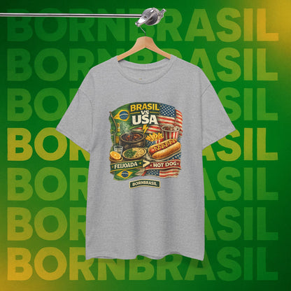 Camiseta Masculina BornBrasil Feijoada vs Hot Dog