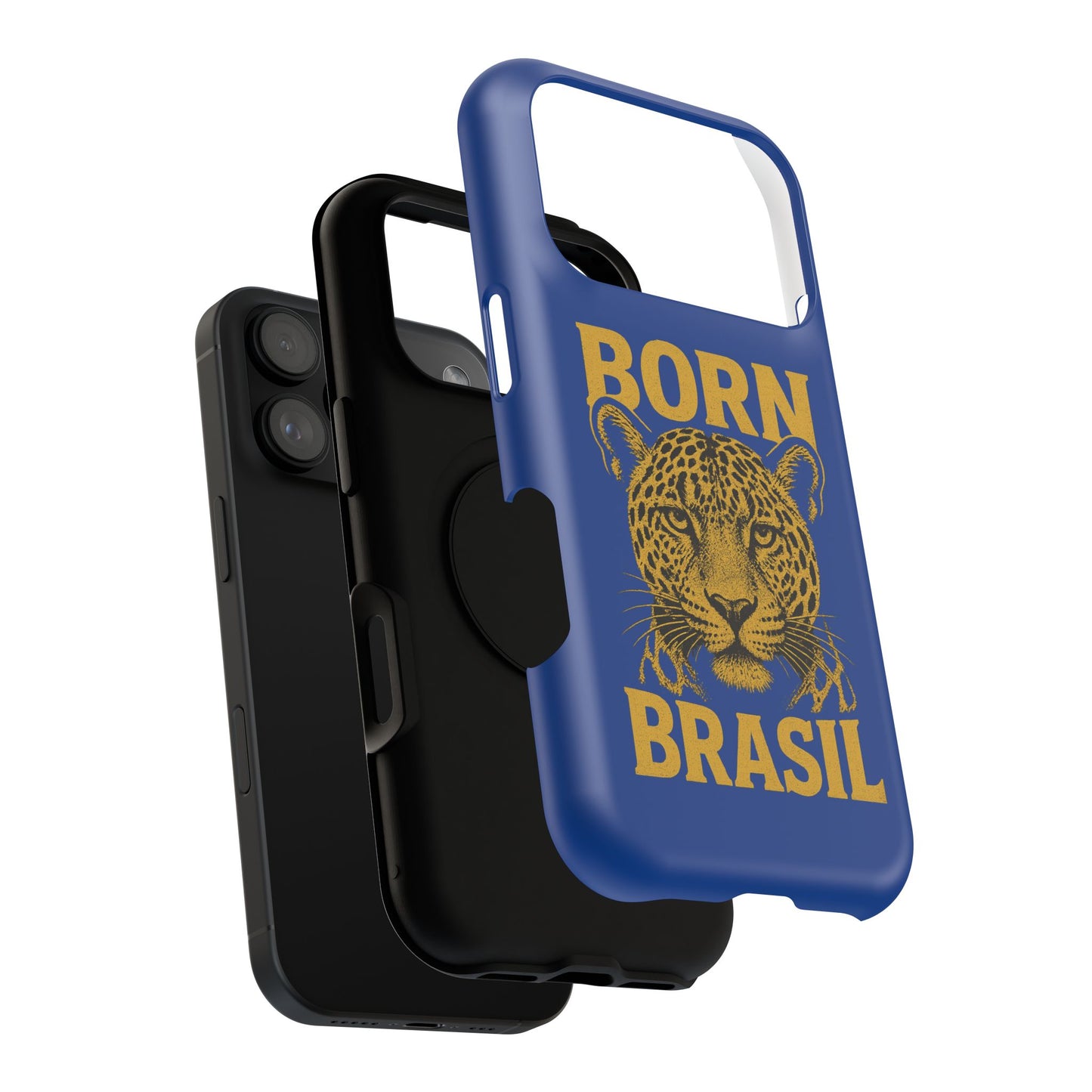 Capinha iPhone Impact-Resistant “Born Brasil Onça” – Proteção Premium do 11 ao 17 Pro Max | BornBrasil