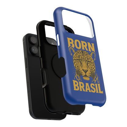 Capinha iPhone Impact-Resistant “Born Brasil Onça” – Proteção Premium do 11 ao 17 Pro Max | BornBrasil