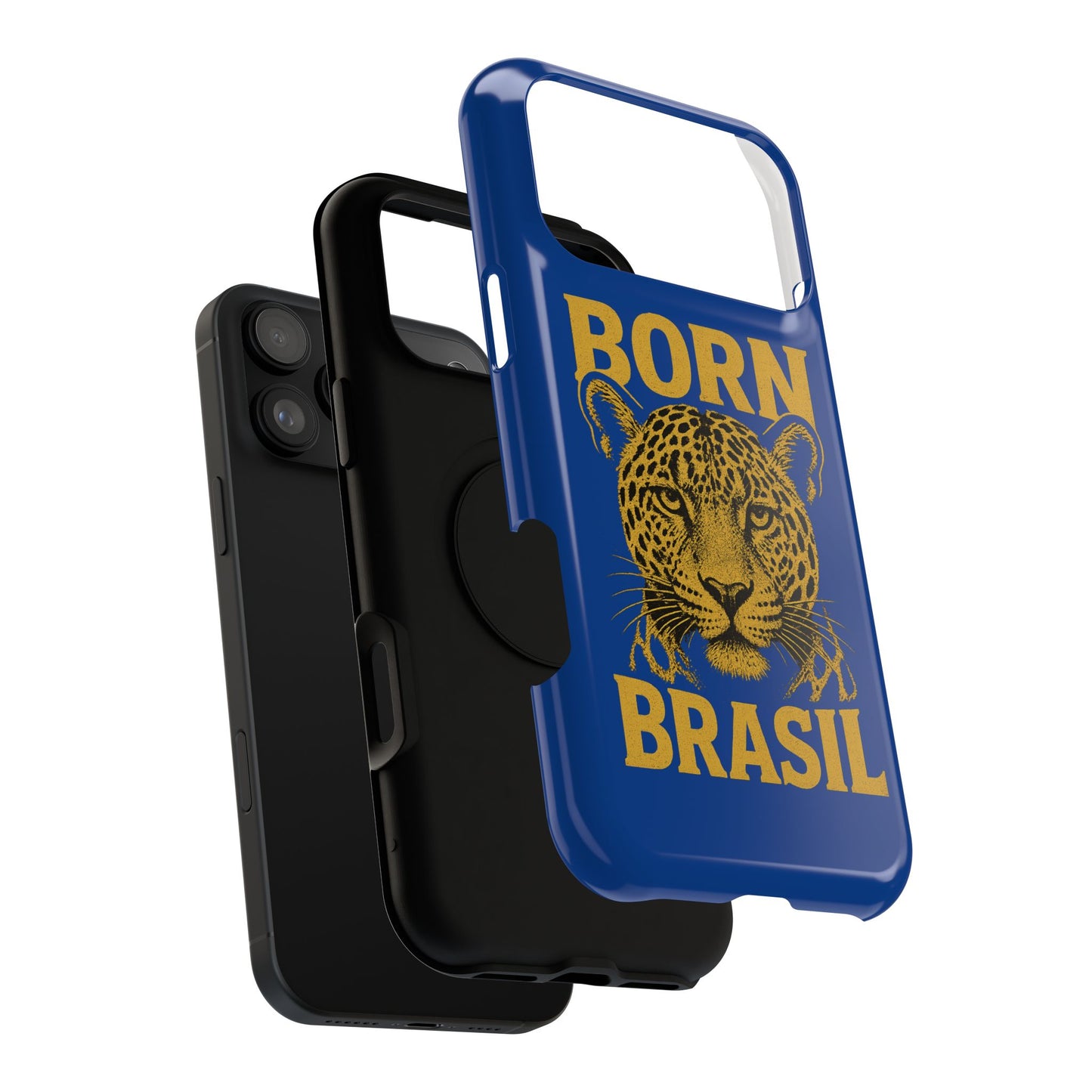 Capinha iPhone Impact-Resistant “Born Brasil Onça” – Proteção Premium do 11 ao 17 Pro Max | BornBrasil