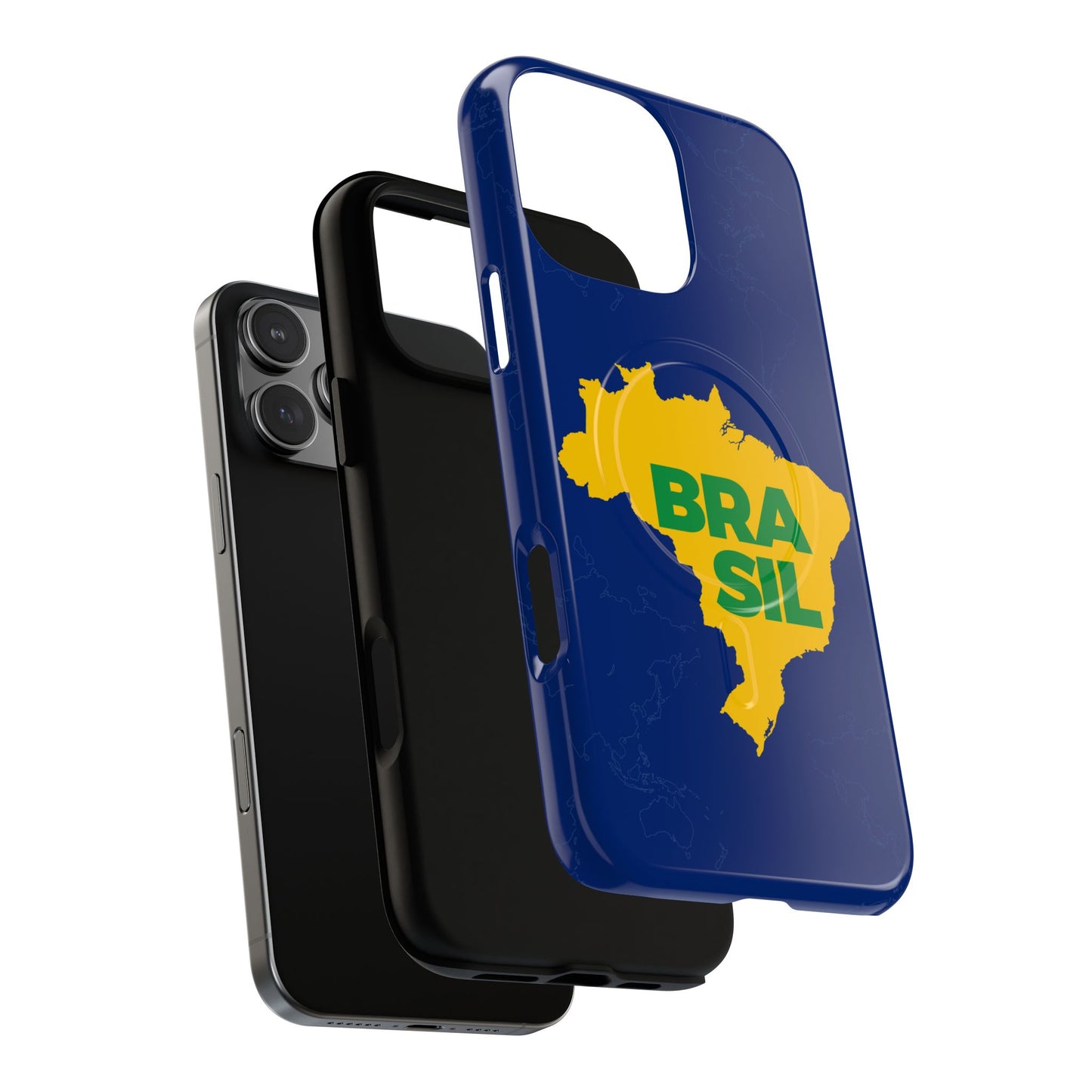 Capa MagSafe iPhone "BRASIL" Mapa Mundi - Case Magnética Premium (iPhone 13 ao 17 Pro Max)