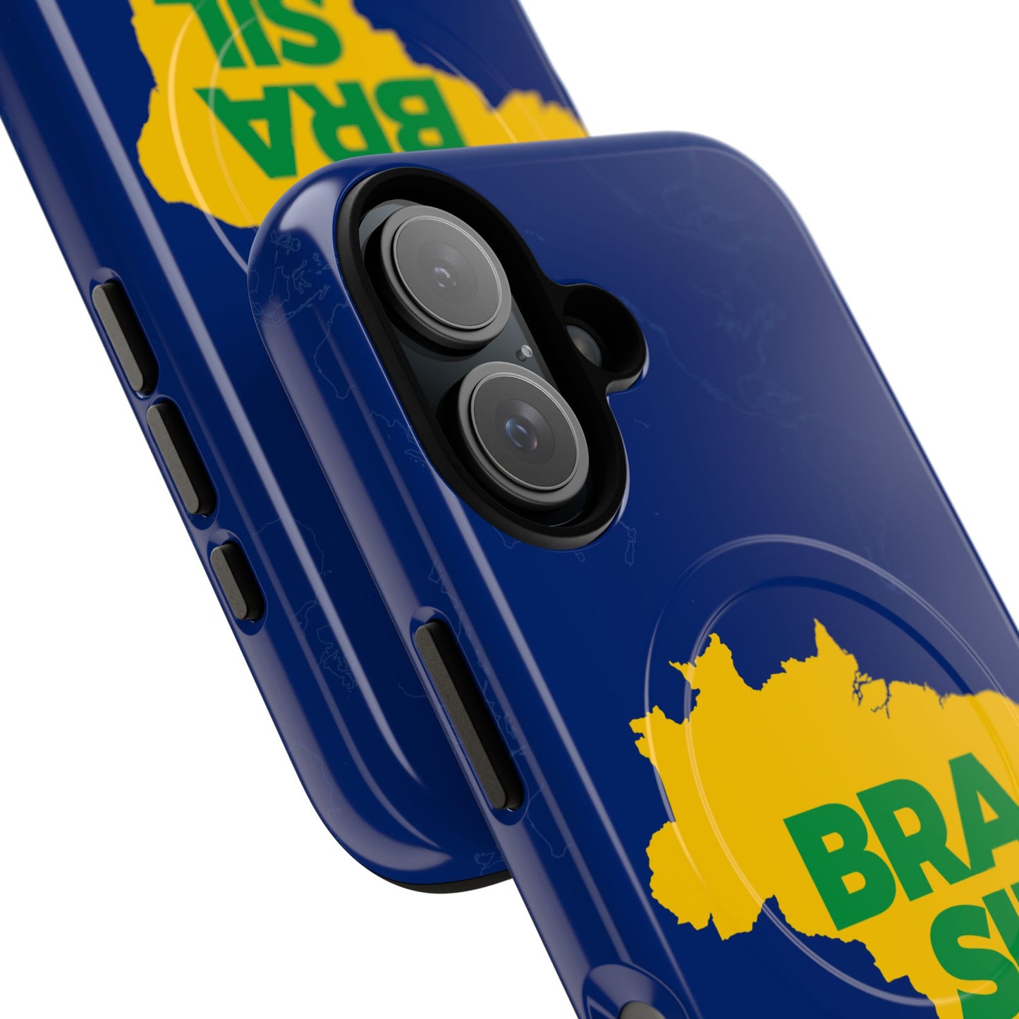 Capa MagSafe iPhone "BRASIL" Mapa Mundi - Case Magnética Premium (iPhone 13 ao 17 Pro Max)