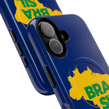 Capa MagSafe iPhone "BRASIL" Mapa Mundi - Case Magnética Premium (iPhone 13 ao 17 Pro Max)