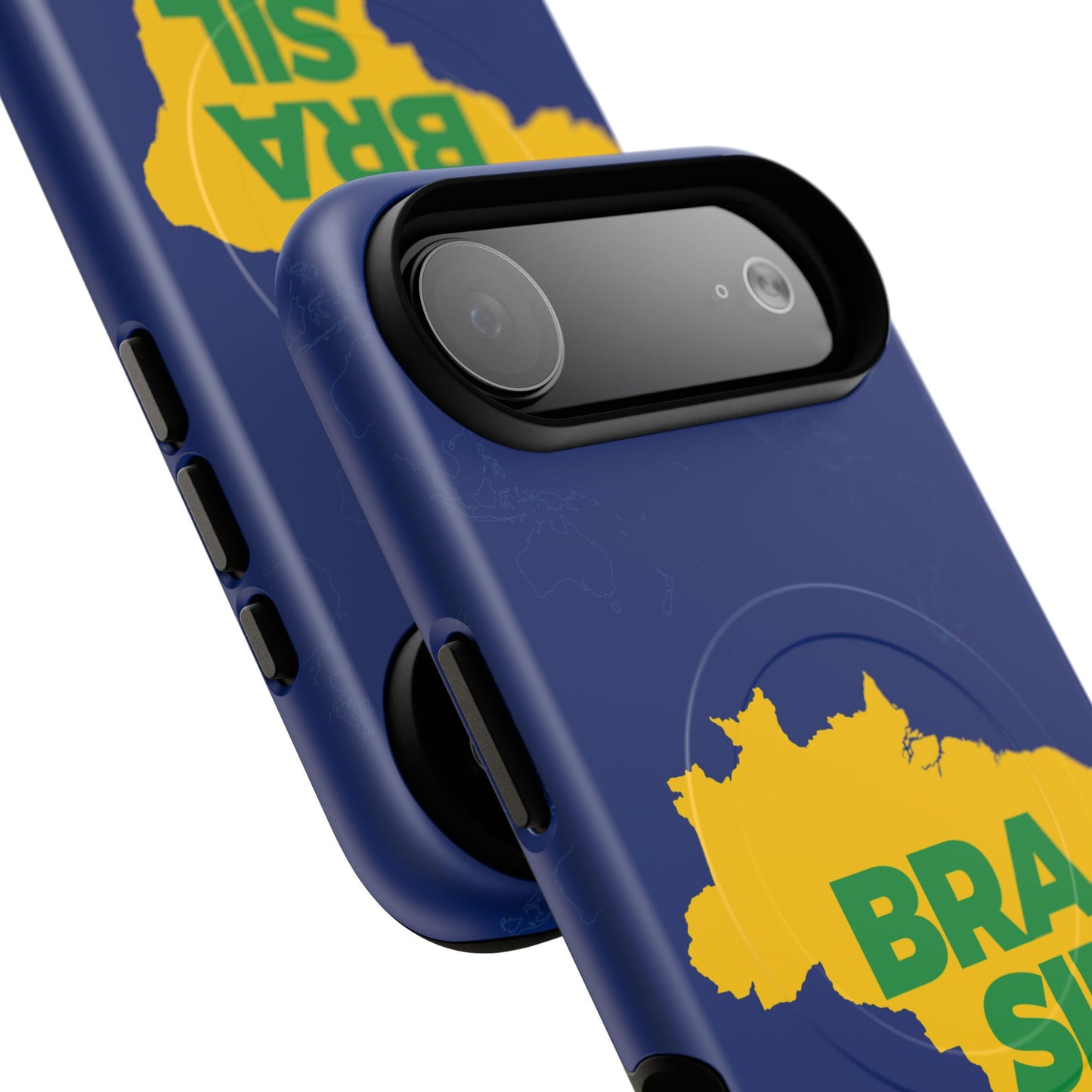 Capa MagSafe iPhone "BRASIL" Mapa Mundi - Case Magnética Premium (iPhone 13 ao 17 Pro Max)