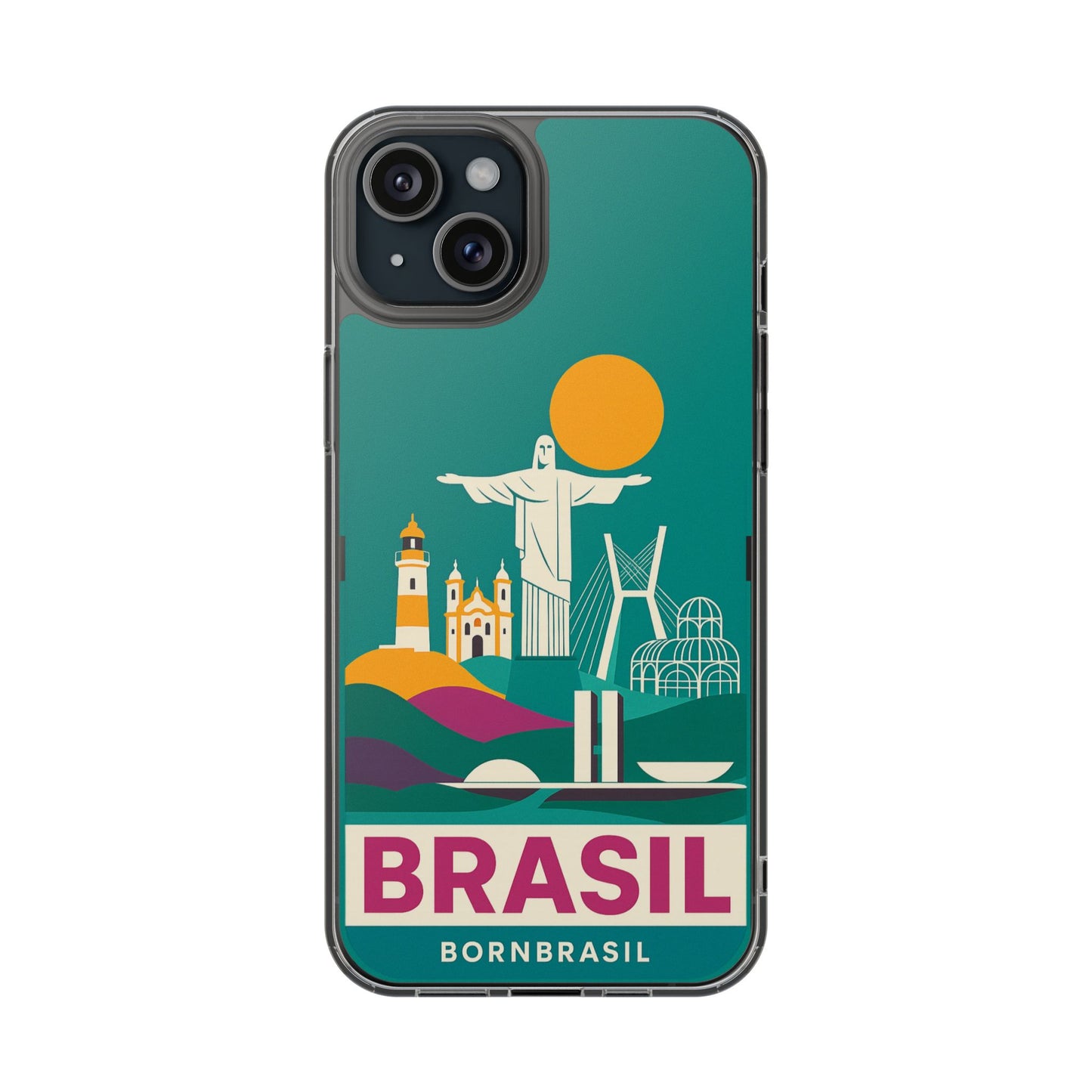 Capa MagSafe Transparente "Cartão Postal" – Monumentos do Brasil (iPhone 12 ao 16 Pro Max)