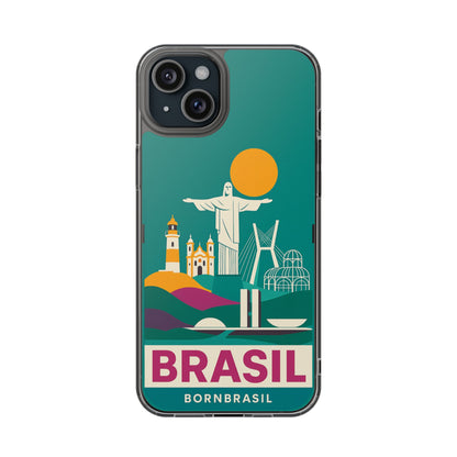 Capa MagSafe Transparente "Cartão Postal" – Monumentos do Brasil (iPhone 12 ao 16 Pro Max)
