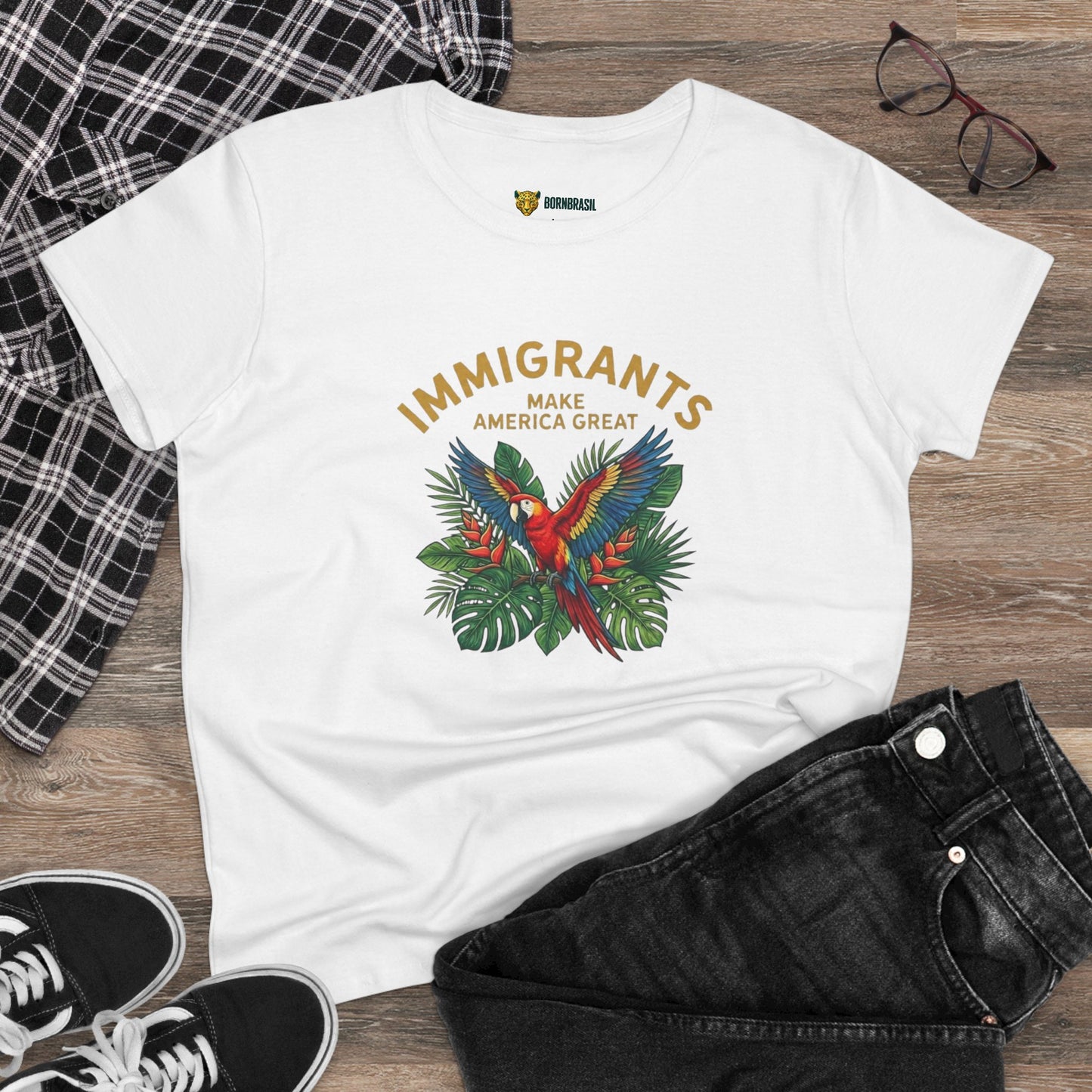 Camiseta Babylook Feminina “Immigrants Make America Great” – Orgulho Imigrante | BornBrasil