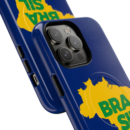 Capa MagSafe iPhone "BRASIL" Mapa Mundi - Case Magnética Premium (iPhone 13 ao 17 Pro Max)