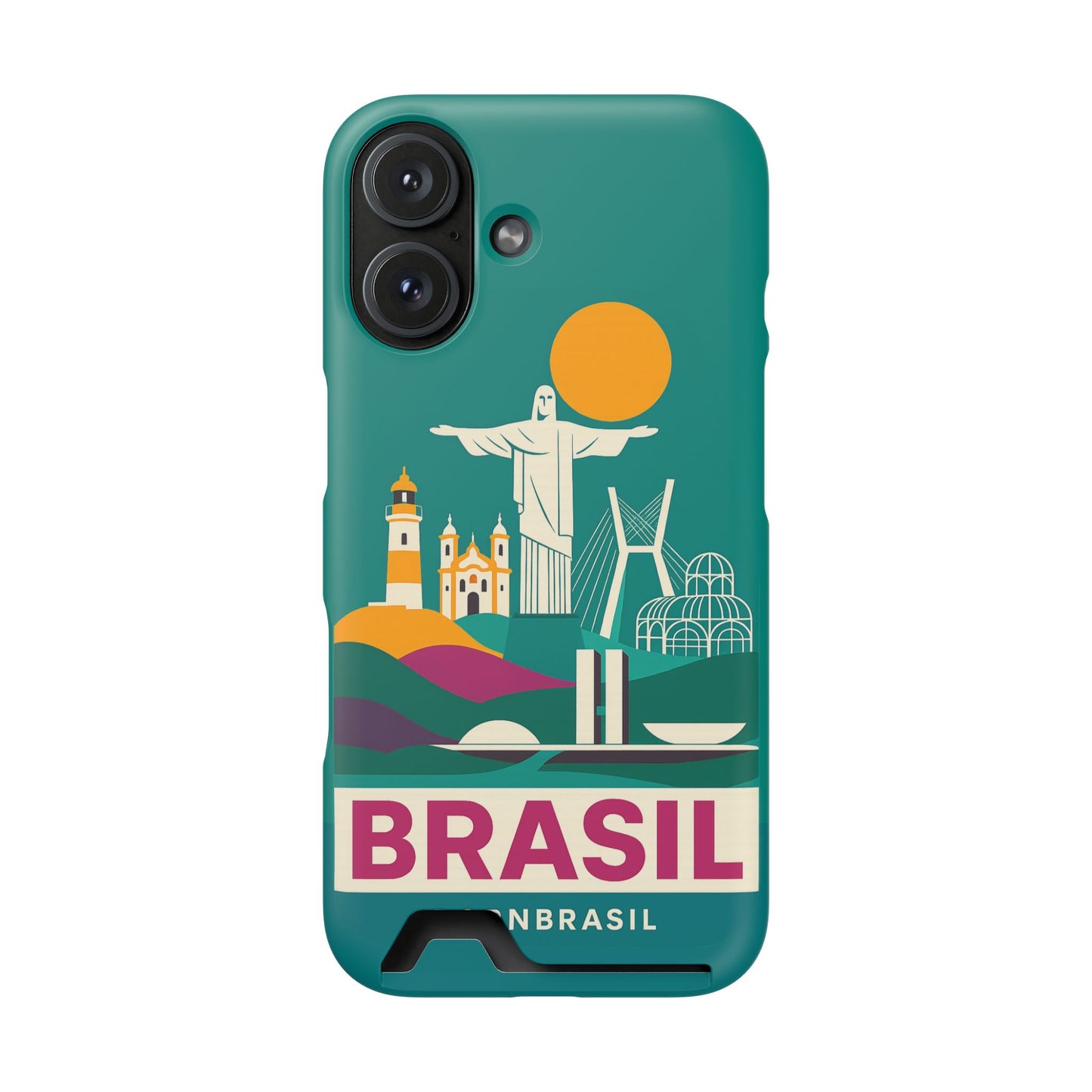 Capa Porta-Cartão iPhone "Aquarela do Brasil" - Wallet Case Vintage (iPhone 13 ao 17 Pro Max)