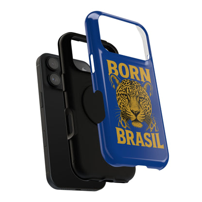Capinha iPhone Impact-Resistant “Born Brasil Onça” – Proteção Premium do 11 ao 17 Pro Max | BornBrasil
