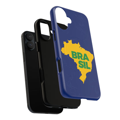 Capa MagSafe iPhone "BRASIL" Mapa Mundi - Case Magnética Premium (iPhone 13 ao 17 Pro Max)