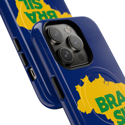 Capa MagSafe iPhone "BRASIL" Mapa Mundi - Case Magnética Premium (iPhone 13 ao 17 Pro Max)
