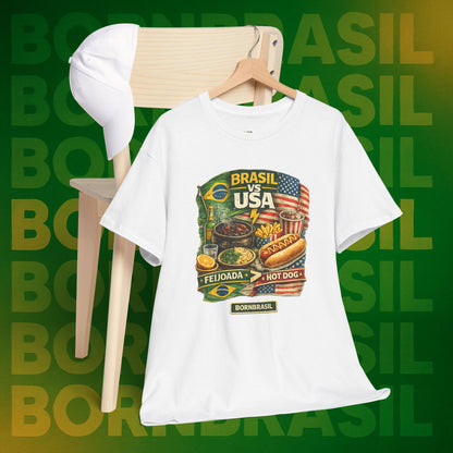 Camiseta Masculina BornBrasil Feijoada vs Hot Dog