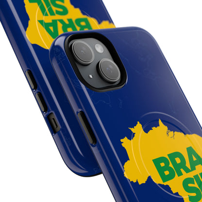 Capa MagSafe iPhone "BRASIL" Mapa Mundi - Case Magnética Premium (iPhone 13 ao 17 Pro Max)