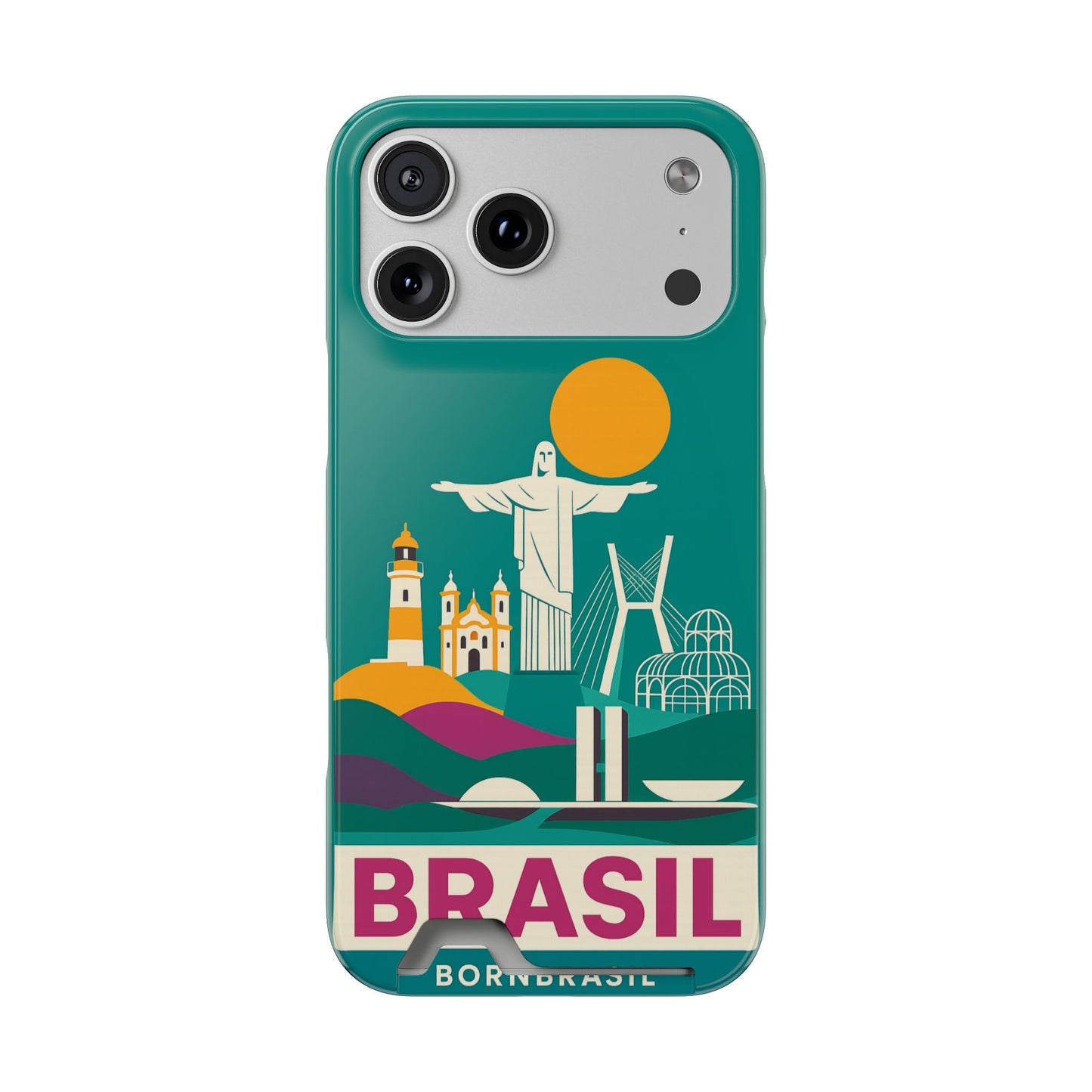 Capa Porta-Cartão iPhone "Aquarela do Brasil" - Wallet Case Vintage (iPhone 13 ao 17 Pro Max)