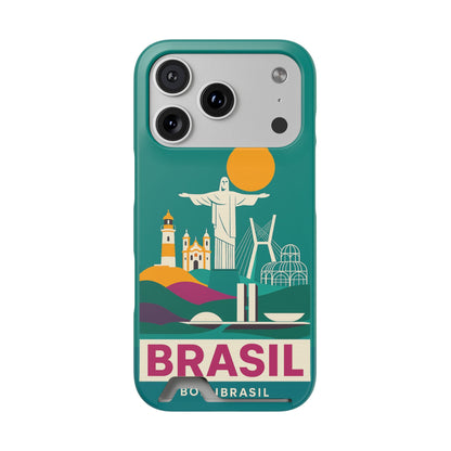 Capa Porta-Cartão iPhone "Aquarela do Brasil" - Wallet Case Vintage (iPhone 13 ao 17 Pro Max)