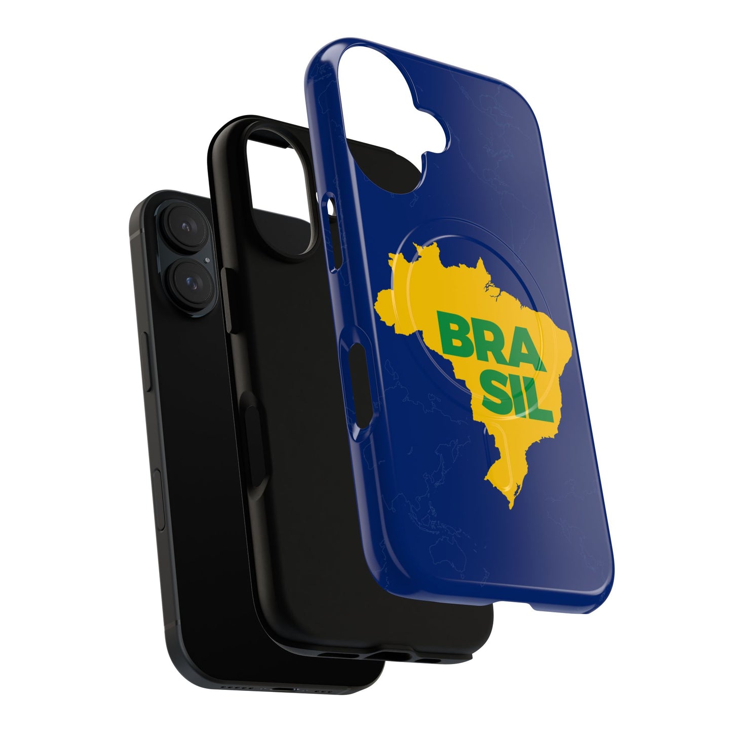 Capa MagSafe iPhone "BRASIL" Mapa Mundi - Case Magnética Premium (iPhone 13 ao 17 Pro Max)