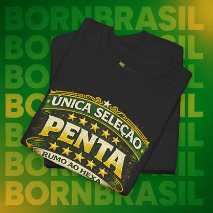 Camiseta Masculina BornBrasil Única Seleção Penta - Rumo ao Hexa Estilo Retrô