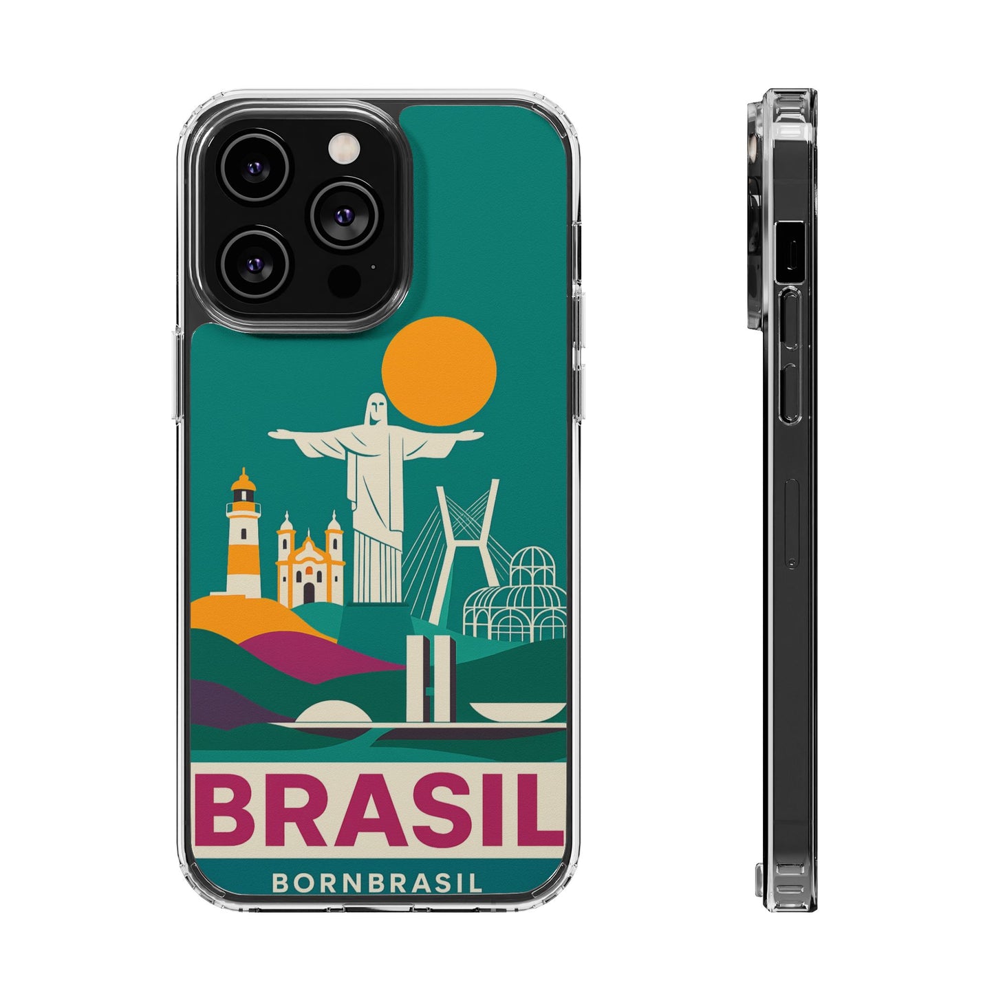 Capa MagSafe Transparente "Cartão Postal" – Monumentos do Brasil (iPhone 12 ao 16 Pro Max)