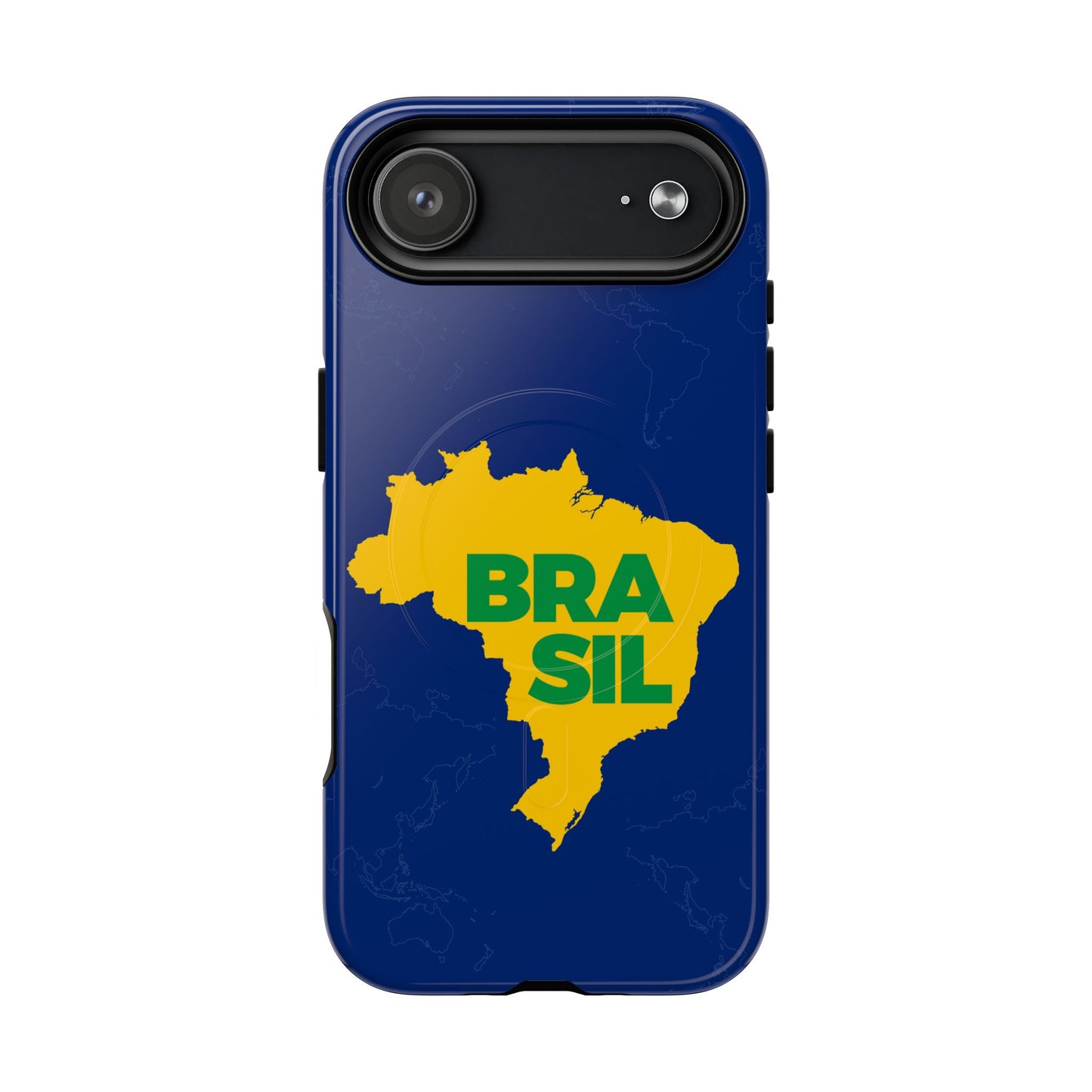 Capa MagSafe iPhone "BRASIL" Mapa Mundi - Case Magnética Premium (iPhone 13 ao 17 Pro Max)