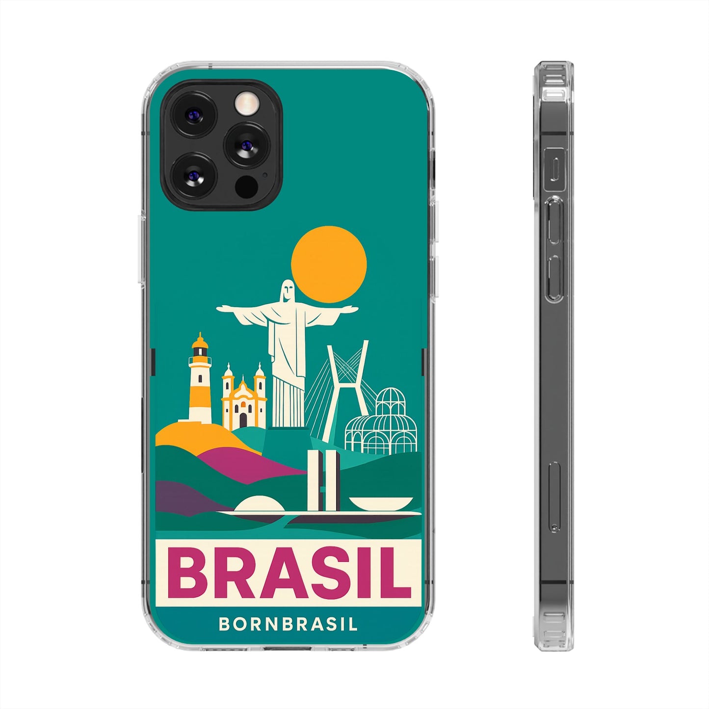 Capa MagSafe Transparente "Cartão Postal" – Monumentos do Brasil (iPhone 12 ao 16 Pro Max)