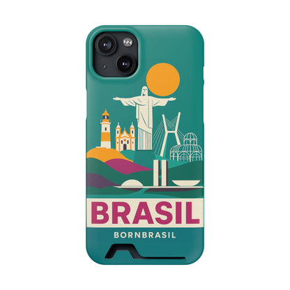 Capa Porta-Cartão iPhone "Aquarela do Brasil" - Wallet Case Vintage (iPhone 13 ao 17 Pro Max)
