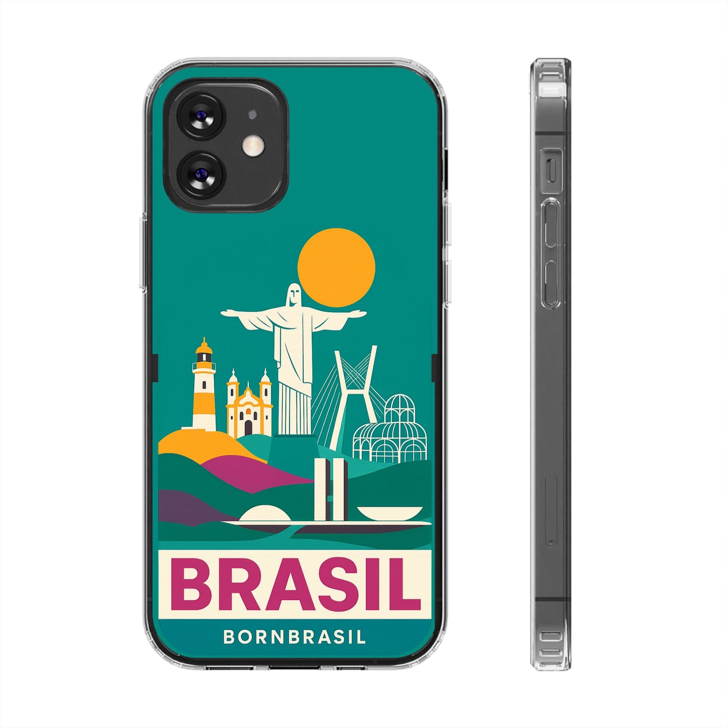 Capa MagSafe Transparente "Cartão Postal" – Monumentos do Brasil (iPhone 12 ao 16 Pro Max)