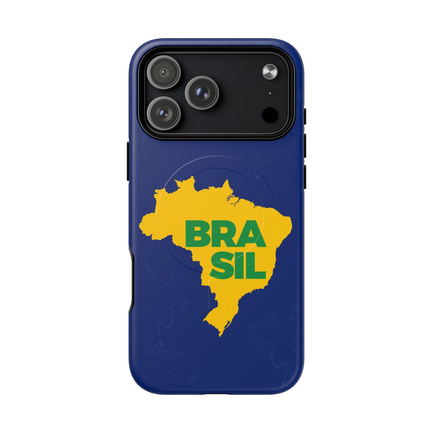 Capa MagSafe iPhone "BRASIL" Mapa Mundi - Case Magnética Premium (iPhone 13 ao 17 Pro Max)