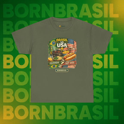 Camiseta Masculina BornBrasil Feijoada vs Hot Dog