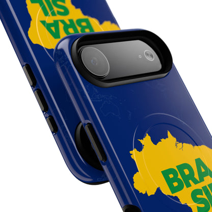 Capa MagSafe iPhone "BRASIL" Mapa Mundi - Case Magnética Premium (iPhone 13 ao 17 Pro Max)