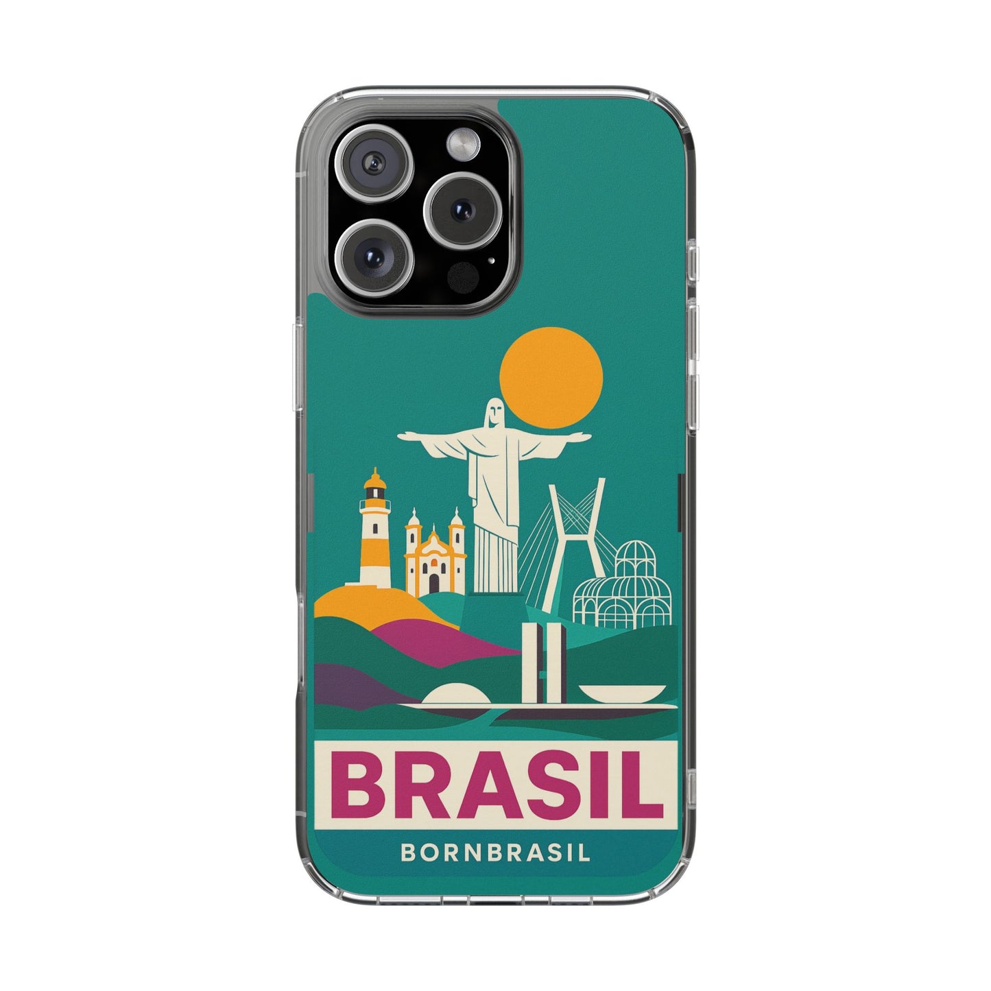 Capa MagSafe Transparente "Cartão Postal" – Monumentos do Brasil (iPhone 12 ao 16 Pro Max)