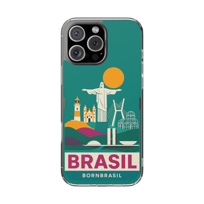 Capa MagSafe Transparente "Cartão Postal" – Monumentos do Brasil (iPhone 12 ao 16 Pro Max)