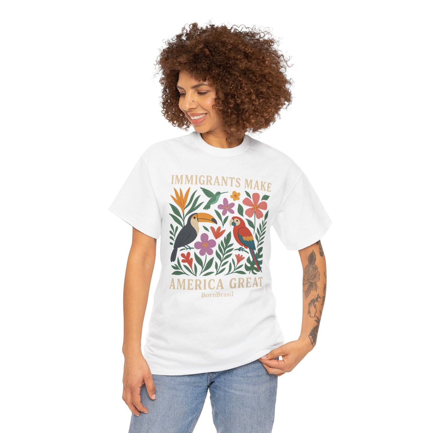 Camiseta Feminina Immigrants Make America Great – Floresta Brasileira | BornBrasil
