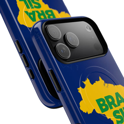 Capa MagSafe iPhone "BRASIL" Mapa Mundi - Case Magnética Premium (iPhone 13 ao 17 Pro Max)
