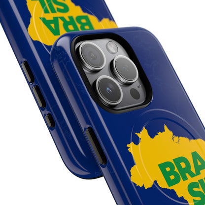 Capa MagSafe iPhone "BRASIL" Mapa Mundi - Case Magnética Premium (iPhone 13 ao 17 Pro Max)