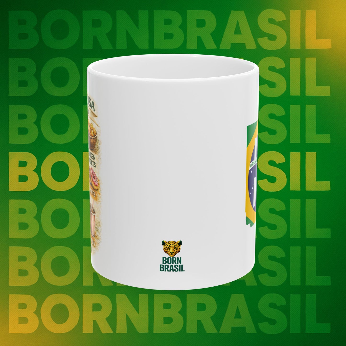 Caneca Brasil vs USA Not The Same + BR Bandeira | Cerâmica 11oz e 15oz | BornBrasil